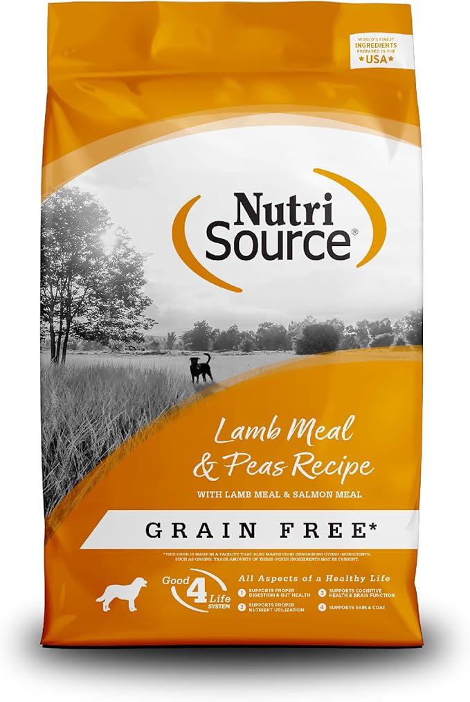 NutriSource Grain Free Dry Dog Food, Lamb Meal and Peas, 12LB
