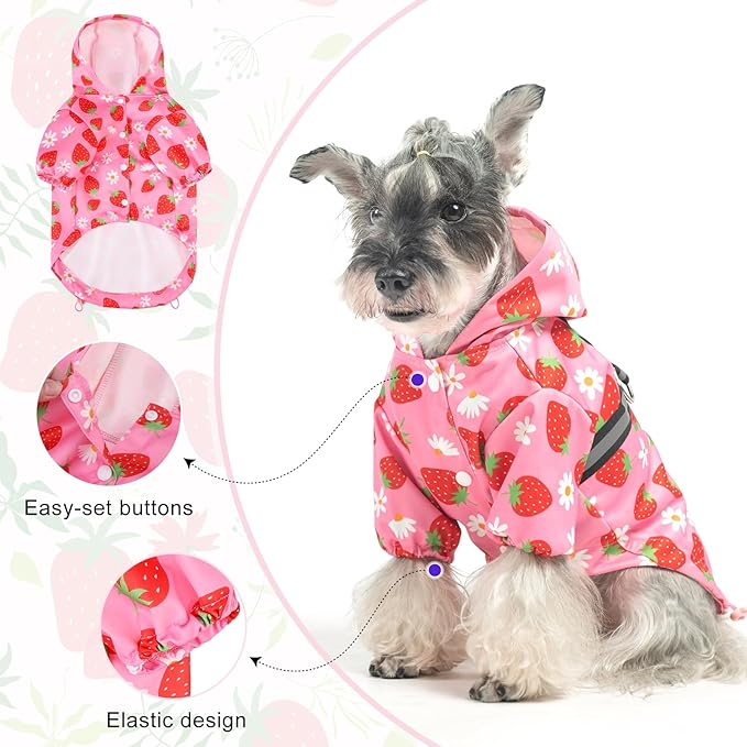 BEAUTYZOO Dog Raincoat Hooded with Harness Built-in for Small Medium Large Dogs Girls Boys, Dog Rain Jacket Slicker Poncho, Waterproof Dogs Rain Coat Clothes for Winter Rainy Snowy Days, Pink L