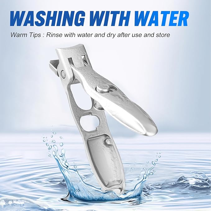 German Nail Clippers, Premium Stainless Steel Wide Jaw Anti Splash Design,Ultra Sharp Heavy Duty Clippers with Ergonomic Lever,Perfect for Men,Women, and Seniors(Silvery)