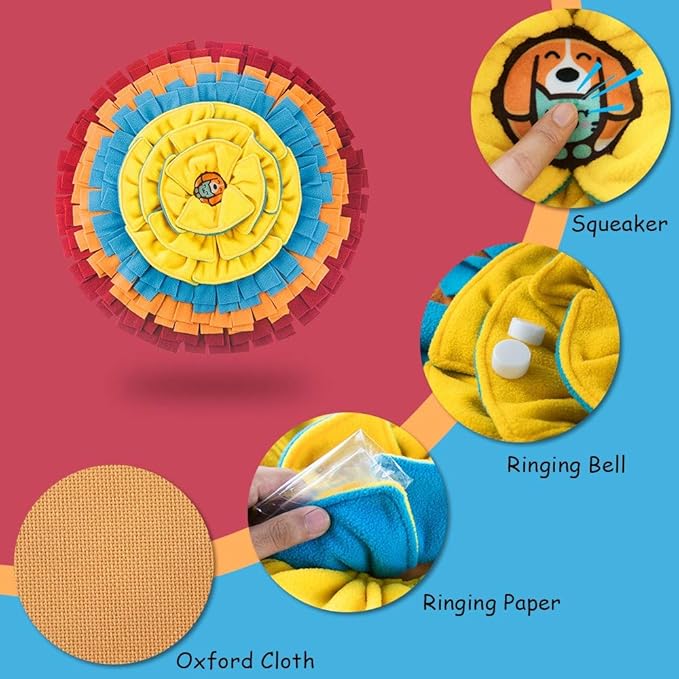 AWOOF Pet Snuffle Mat for Dogs, Interactive Feed Game for Boredom, Encourages Natural Foraging Skills for Cats Dogs Bowl Travel Use, Dog Treat Dispenser Indoor Outdoor Stress Relief (red)