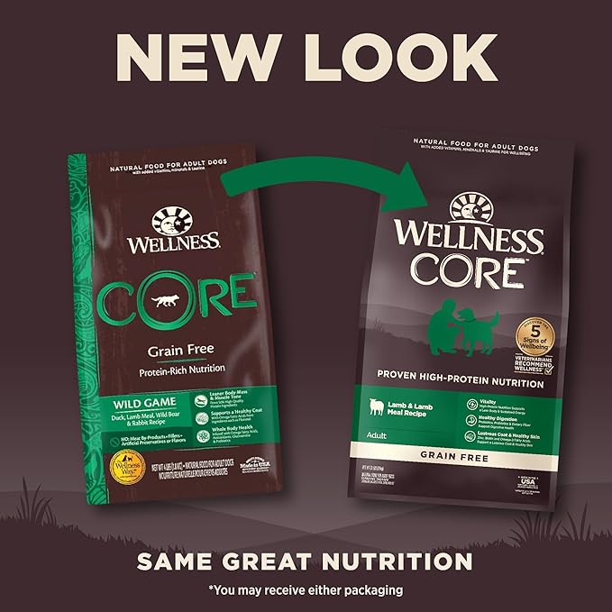 Wellness CORE Dry Dog Food, Grain Free, High Protein, Natural, Lamb Recipe, (22-Pound Bag)