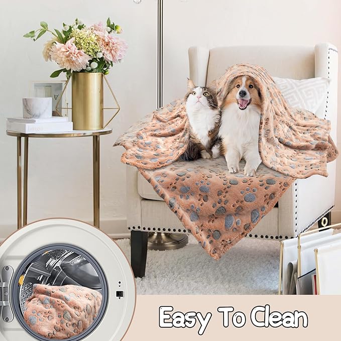 Rezutan 1 Pack 3 Blankets for Dogs, Dog Blanket for Small Pet Cat, Premium Soft Fluffy Suitable for Dog Kennels & Beds, Gifts Puppy Blanket Essentials, 30x20inch, Brown