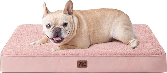 EHEYCIGA Orthopedic Medium Dog Beds for Small Dogs with Removable Washable Cover for Crate, Pink, 30x20