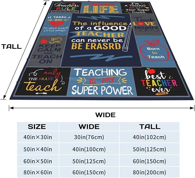 Teacher's Day Blanket, Teacher Appreciation Gifts for Women Men, Soft Lightweight Couch Throw Blanket, Retirement Teacher Flannel Blanket Gifts 60"X50"