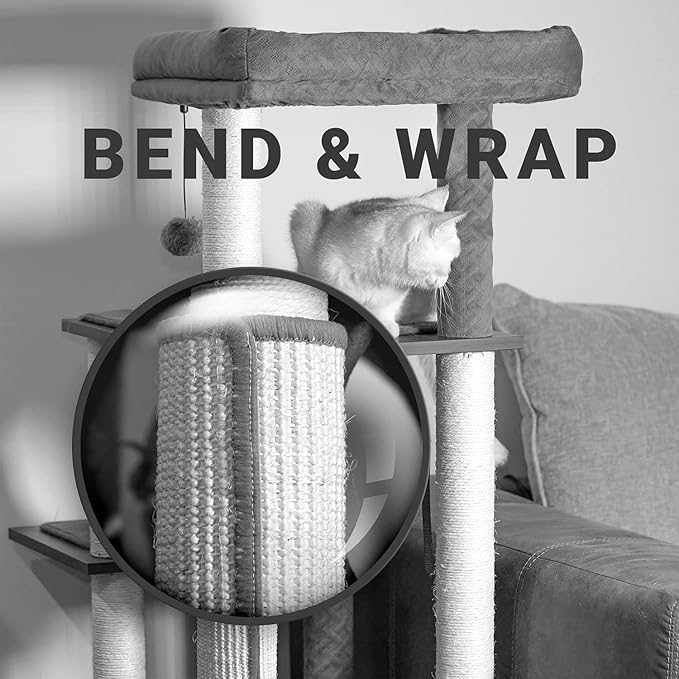 NAZVA Cat Scratcher Mat - 16”x12” (Pack of 2) - Natural Sisal Fabric Scratching Pad Velcro Furniture Carpets Sofas Couch Protector Rug - Grey