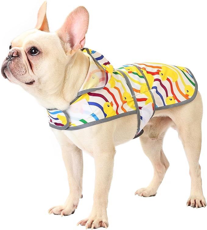 Dog Raincoat Hooded,Waterproof Rain Coat for Dogs with Adjustable Belly Strap,Reflective Strips, Lightweight Slicker Poncho Rain Jacket for Small Medium Large Dogs