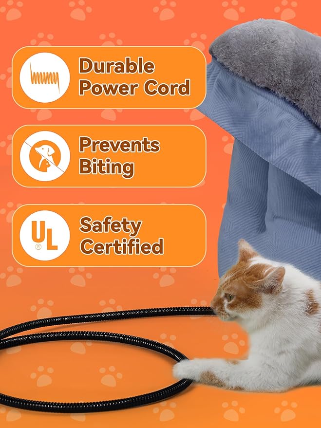 Rywell Heated Cat Bed, Versatile Heated Cat Bed Indoor, Soft & Cozy for All Seasons, Always Perfect Temperature with Overheat Protection Pet Bed for Cats & Small Dogs