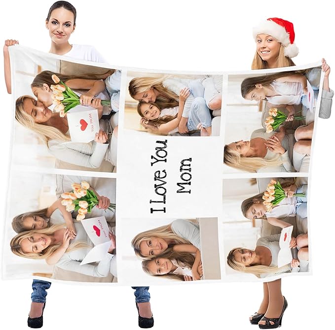 Personalized Mom Blankets, Custom Photo Blanket, Personalized Blanket with Photo, Customized Picture Blankets, Personalized Birthday Gifts for Mom, Baby, Kid, Family