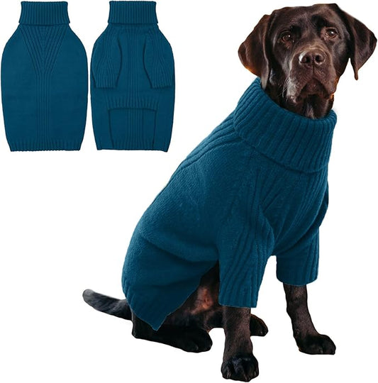 IECOii XL Dog Sweater,Winter Doggy Clothes for Large Dogs Girl Boy,Warm Pullover Soft Dog Sweater Turtleneck,Lightweight & Good Stretch for Active Dogs Like Beagle,Border Collie (Peacock Blue,XLarge)