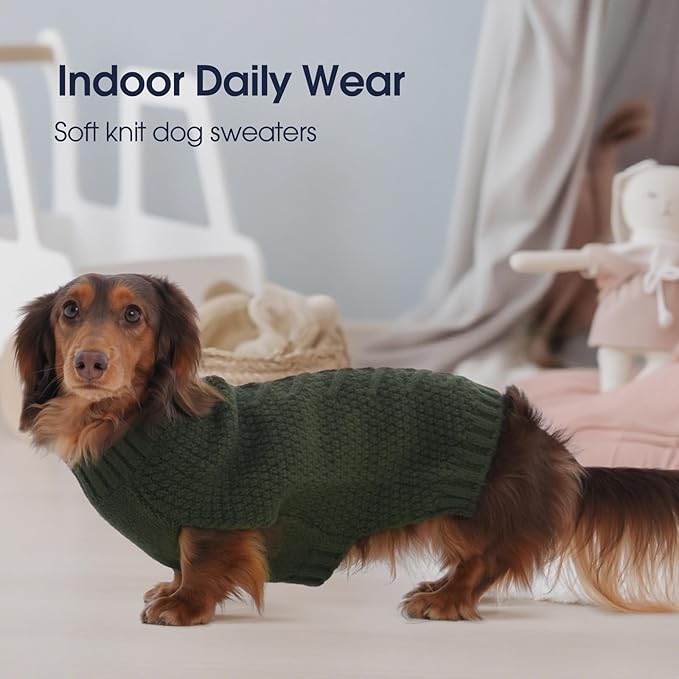 IECOii Large Dog Sweater - Warm Army-Green Sleeveless Pullover for French Bulldog & Other Large Breeds - Winter & Fall Coat