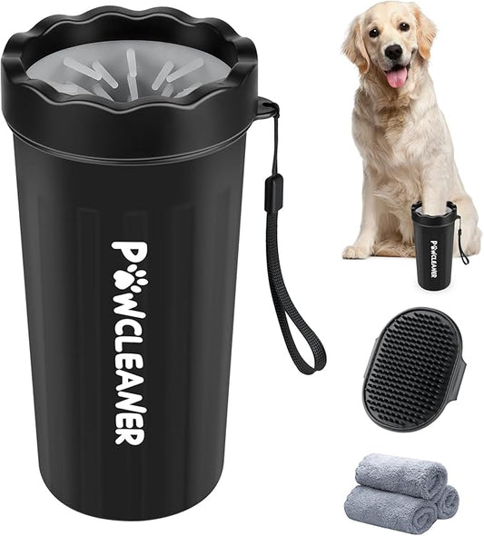 Dog Paw Cleaner, Washer, Muddy Pet Foot Cleaner for Small Medium Large Breed Dogs/Cats (with 3 absorbent towel) (Black, Large)