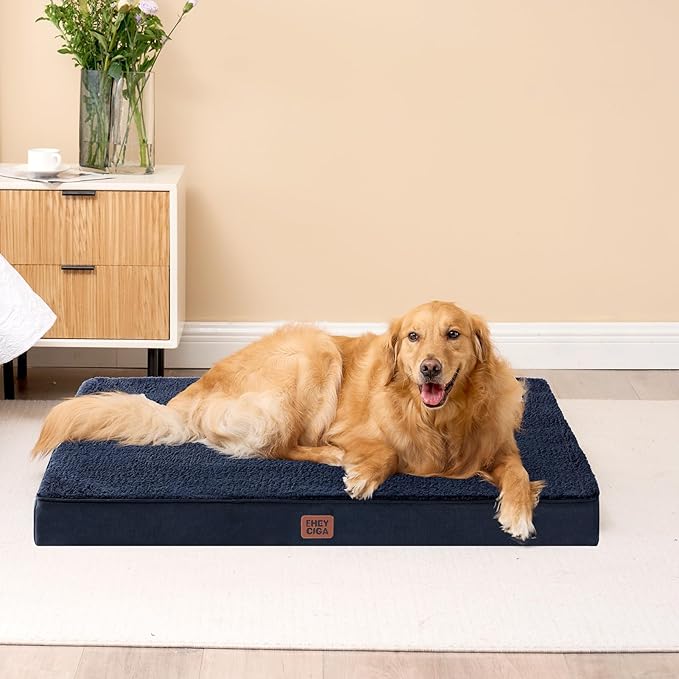 EHEYCIGA Orthopedic XXL Dog Beds for Jumbo Dogs with Removable Washable Cover,Navy, 50x36