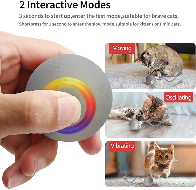 Interactive Cat Toy - Automatic LED Light Ball, Rechargeable & Durable - Keeps Cats Active & Engaged - Ideal for Kittens & Adult Cats