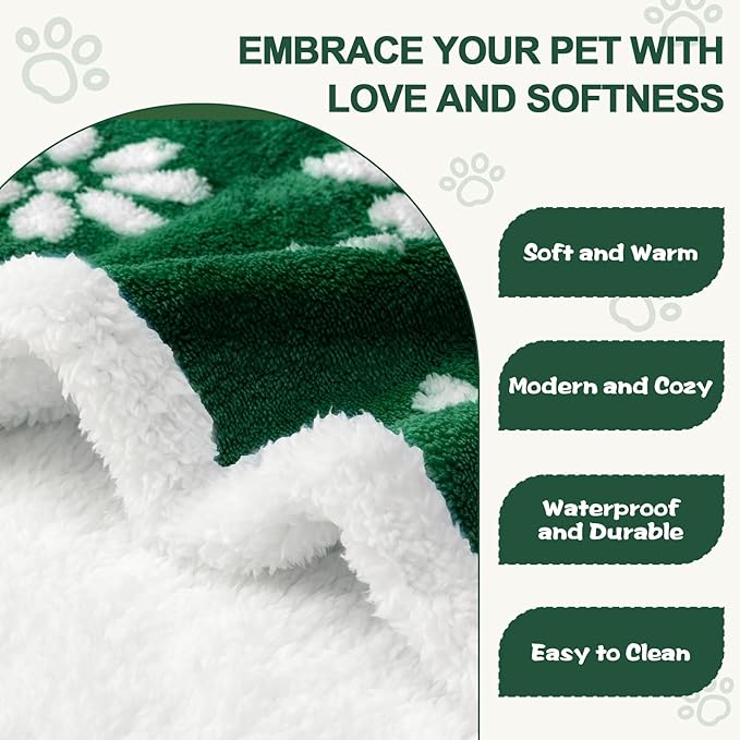 Waterproof Blanket for Dog Cat or Adult, Cute 3D Textured Flower Dog Blanket for Bed Couch Sofa, Soft Liquid Pee Proof Pet Furniture Protector, 60"x80", Green
