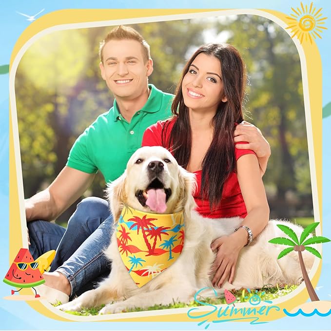 Preboun 50 Pcs Summer Bandanas Dogs Bulk Hawaiian Dog Bandanas Fruit Kerchief Set for Summer Puppy Small Medium Large Pets Costume Accessories (31. 5 x 21. 7 x 21. 7 Inch)