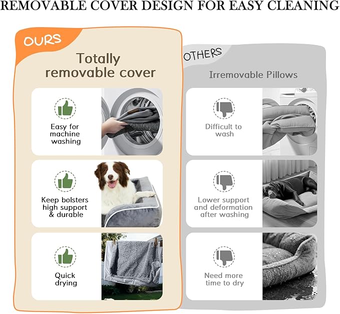 Comfort Expression Orthopedic Dog Bed for Small Dogs 20x14 Inch, Waterproof Supportive Egg Crate Foam Small Pet Bed with Removable Bolsters, Dog Couch with Washable Cover & Non-Slip Bottom, Beige