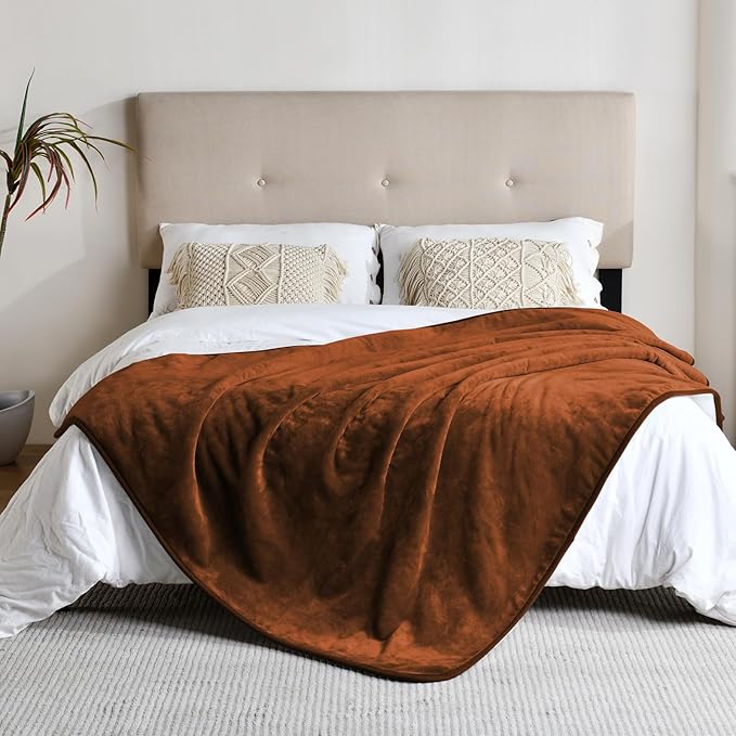 Waterproof Blanket for Bed Couch Sofa, Soft Liquid Pee Proof Pet Blanket for Dog Puppy Cat, Reversible Sherpa Fleece Furniture Protector (Caramel, 50x60 inches)