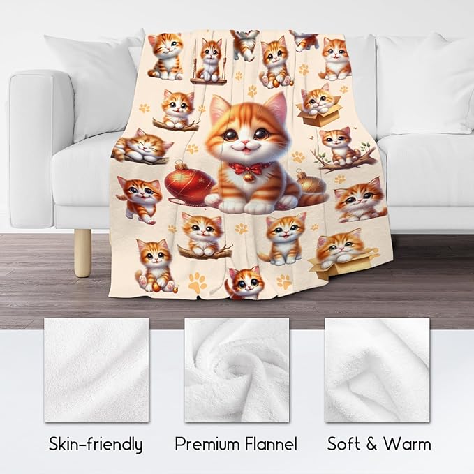 Girls Blankets Gifts Cat Blanket for Cat Lovers Toddlers Granddaughter, 40"x50" Cute Flannel Kids Throw for Couch Sofa