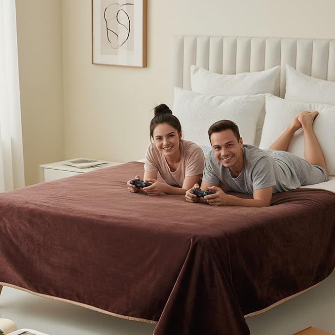 Waterproof Dog Blankets Brown Pet Blanket 60"x80", Soft Fluffy Sofa Car Bed Protector, Reversible Leakproof Flannel Washable Dog Blanket for Large Dogs