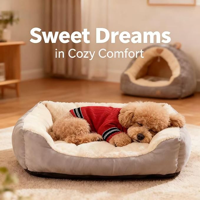 Small/Medium Dog Sweater, Warm Dog Winter Coat w/Sleeves, Comfortable High Neck & Leash Hole, Premium Dog Clothes for Mini Poodle-Best for Holidays, Daily Walks S Bright Red