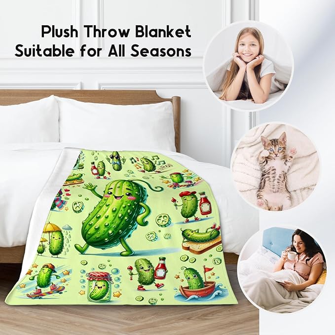 Girls Blankets Pickle Blanket Gifts for Pickle Lovers Kids Boys, Soft Fleece Teens Throw for Decoration, 50"x60"