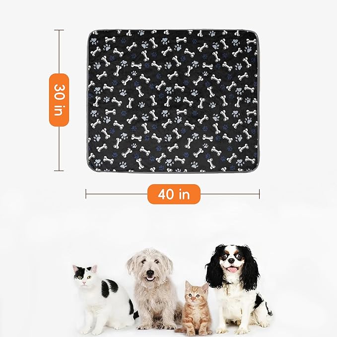 Waterproof Dog Blankets Pet Blanket, 30"x40" Cat Blanket for Indoor Cats, Soft Fluffy Sofa Car Bed Protector, Reversible Sherpa Fleece Puppy Blanket for Small Medium Dogs (Navy Paws)