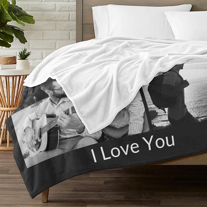 Custom Blanket with Photo, Personalized Blanket, Customized Photo Blankets, Customizable Blankets, Personalized Anniversary Birthday Gifts for Women Men Him Her Family