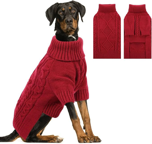 ASENKU Knitted Dog Sweater, Pullover Big Thermal Dog Winter Sweater, Turtleneck Doggy Sweaters for Large Medium Dogs Boy Girl,Warm Pet Sweatshirt for German Shepherd,Great Dane,4XL