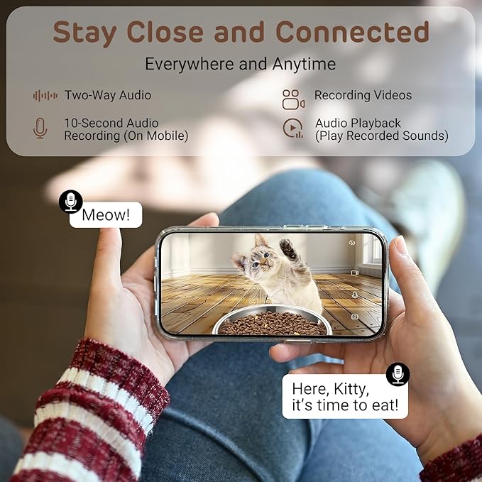 iPettie F4-C Smart Automatic Pet Feeder with 160° Wide-Angle Camera, 5G WiFi Connectivity, 2K HD, Motion & Sound Detection, 2-Way Voice Interaction, Night Vision, Stainless Steel Food Dispenser