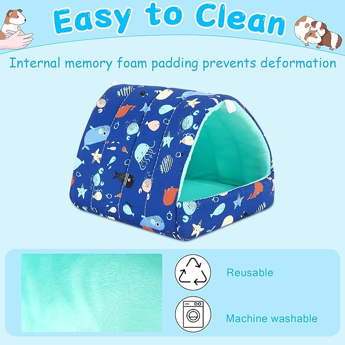 UPINS 2Pcs Guinea Pig Hideout,Guinea Pig Bed Houses Washable Small Animal House Cage Accessories for Dwarf Rabbits Chinchillas Hamsters Hedgehogs Ferrets Bearded Dragons and Rats
