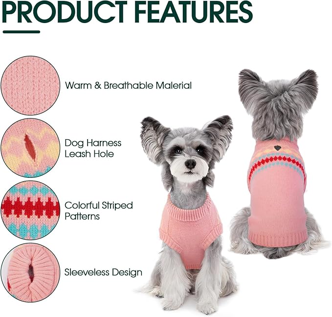 Kuoser Dog Sweater, Dog Sweaters for Large Size Dogs, Boy Girl Dogs Christmas Sweater, Pet Sweatshirt Outfits for Male Female, Warm Big Doggie Pullover Knitwear Clothes for Fall Winter, Pink XL