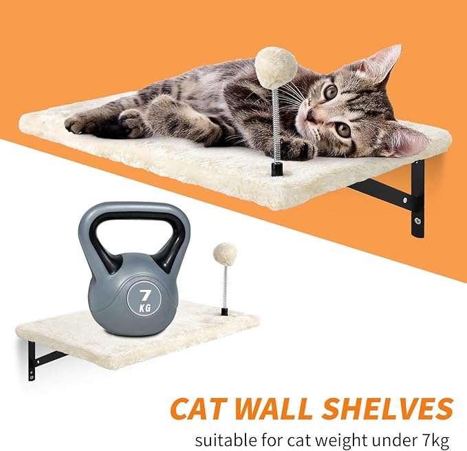 Wall-Mounted Cat Climber Set with Climbing Shelves, Perches, Bridge,Hammock,Scratching Board & Ball - 7 Pcs Wood Indoor Cat Furniture for Kittens Play (Dark Grey)