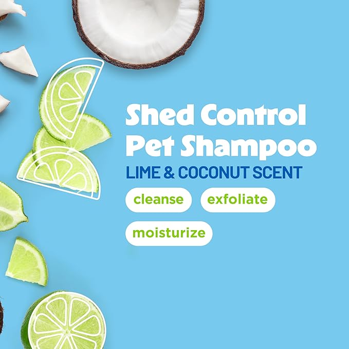 TropiClean Deshedding Dog Shampoo, Fast-Acting Shedding Control & Coat Softener, Puppy Safe, Made in USA, Lime & Coconut Scent, Cat Friendly, 20oz.