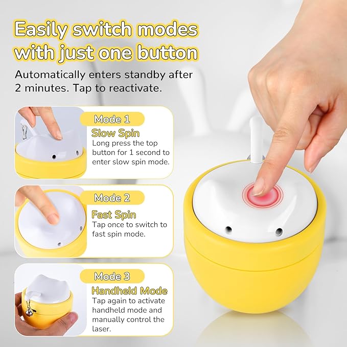 Cat Laser Toy Automatic with Dual Beams, Quiet 35–38dB Rotation, Wobble Base & 3 Modes – Automatic Laser Cat Toy for Indoor Cats and Kittens, Fun Interactive Play