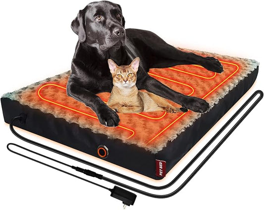 Upgraded Heated Dog Bed with Enlarged Heating Area, 12V Safe Voltage Arthritis Orthopedic Dog Bed with Memory Foam, Heated Pet Bed with Waterproof Cover for Medium, Large, XL Dogs (Large)…