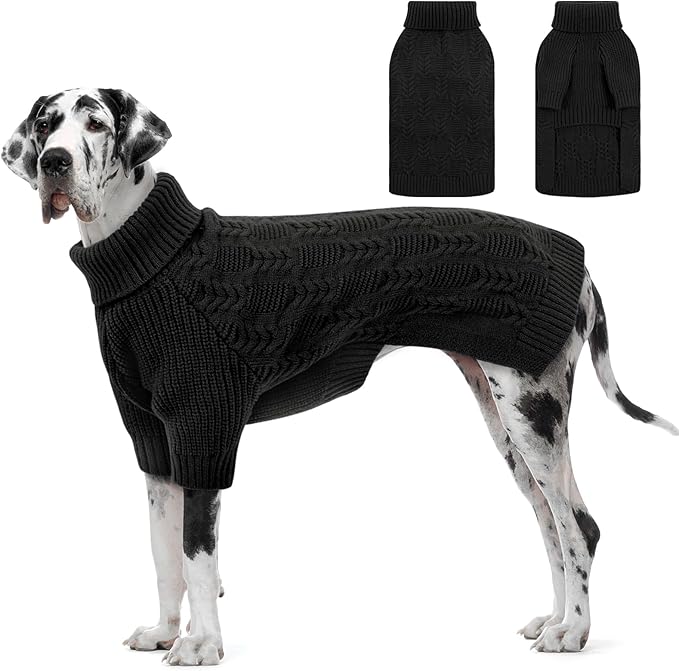 ASENKU Extra-Large Dog Sweater 4XL, Big Dog Sweaters for Extra Large Dogs Girl Boy,Pullover Turtleneck Knitted Doggie Sweatshirt Clothing for Doberman,Great Dane(Grey,4XL)