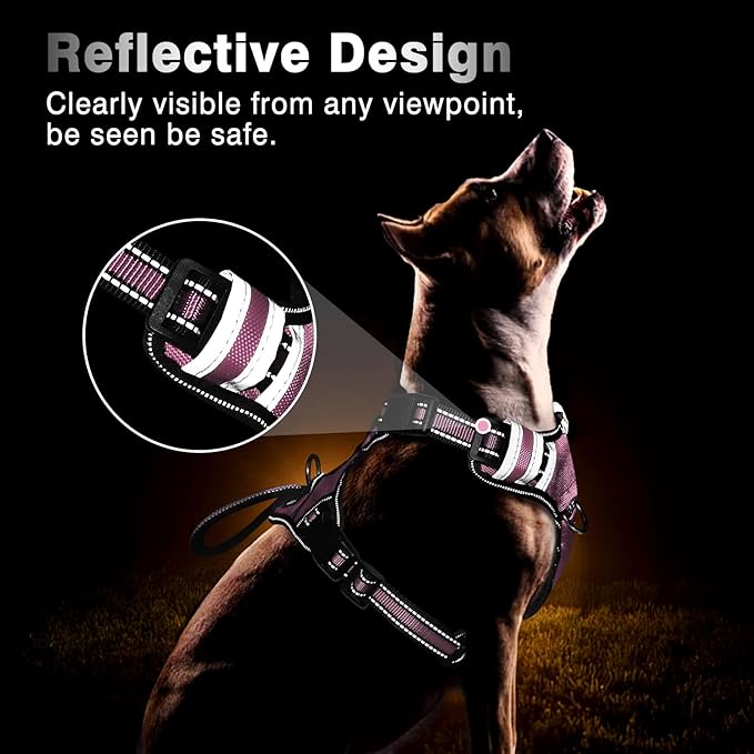 WINSEE Service Dog Vest No Pull Dog Harness with 7 Dog Patches, Reflective Pet Harness with Durable Soft Padded Handle for Training Small, Medium, Large, and Extra-Large Dogs (Small, Pink)