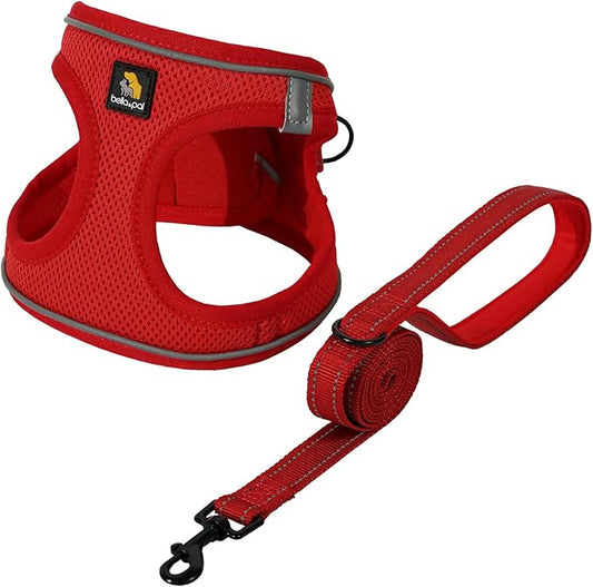 BELLA & PAL Step in Vest Harness for Small and Medium Dogs, No Pull Small Dog Harness with Leash Set, Comfortable Air Mesh Dog Vest Harness with Reflective Strip (Red, XS)