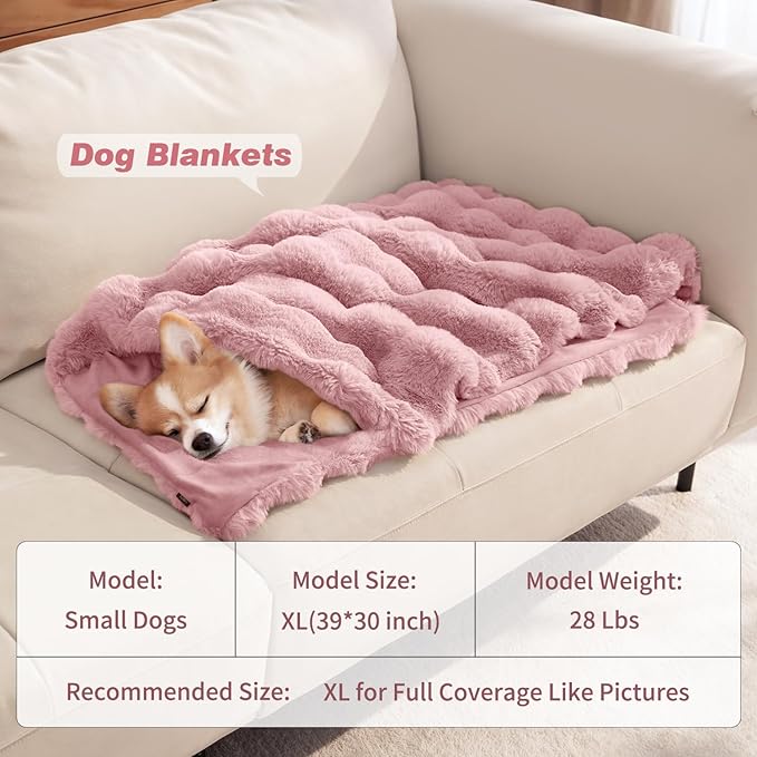 Dog Blanket Ultra Soft Fuzzy Faux Fur Cat Blankets for Indoor Cats Ultra Soft Plush Faux Fur Machine Washable Reversible Pet Throw Protector for Couch Furniture 39"X 30" Pink