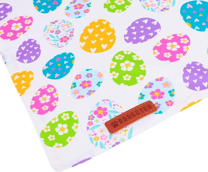 ADOGGYGO Easter Dog Bandana, Egg Rabbit Carrot Pet Scarf, Premium Durable Fabric, White Orange Easter Bandanas for Small Dogs Pets (Small)