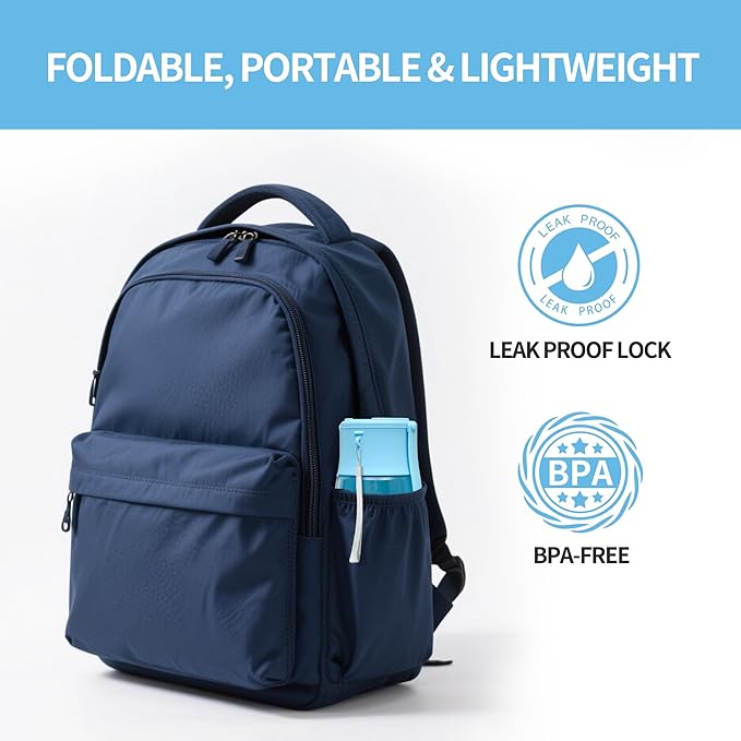 Dog Water Bottle, Leak Proof Portable Puppy Water Dispenser, Travel Puppy Water Bowl, Foldable Transparent Dog Water Bottle for Pets Outdoor Walking, Hiking, Travel, Food Grade Plastic - 10oz Blue