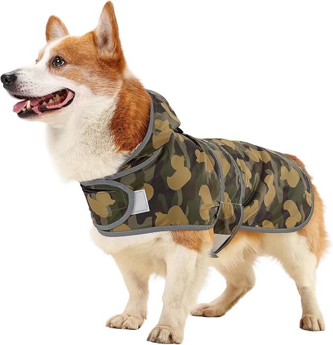 Dog Raincoat Hooded,Waterproof Rain Coat for Dogs with Adjustable Belly Strap,Reflective Strips, Lightweight Slicker Poncho Rain Jacket for Small Medium Large Dogs
