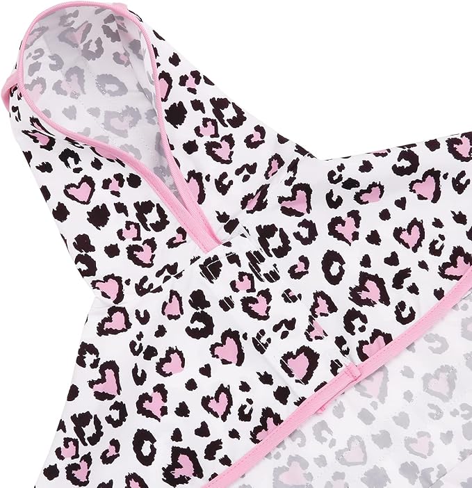 HDE Dog Raincoat Jacket Reflective Adjustable Hooded Pet Poncho Rain Coat with Leash Hole for Small to X-Large Dogs Leopard Hearts - S