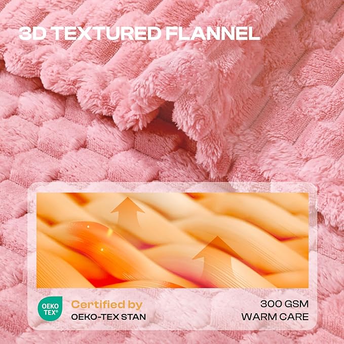 Luciphia Fleece Dog Blanket for Small Medium Large Dogs 3D Jacquard Flannel Puppy Cat Pet Throw Blankets Soft Washable Decorative Furniture Protect Pink, L(41''x31'')