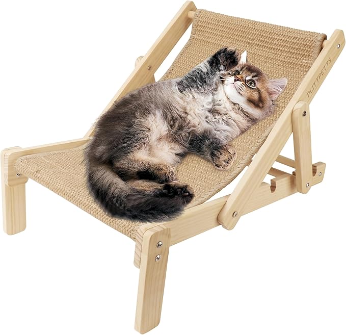 Sisal Cat Scratcher Bed with Adjustable 4-Position for Cats Scratcher Lounge, 2 in 1 Cat Sisal Chair for Indoor Cats Hammock for Scratching Pad, Natural Lounger Chair