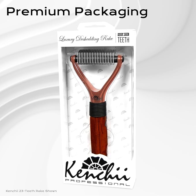 Kenchii Luxury Pet Grooming Rake - 16 Teeth - Enhance Your Pet's Coat with Precision - Metal, Short hair, Long or Double coat, Manual, Professional Precision, Durable Construction