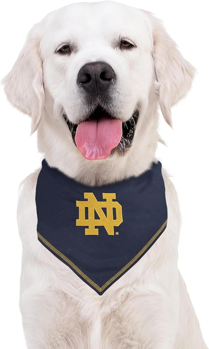 Pets First NCAA Notre Dame Tie Bandana, Small/Medium. Dog Bandana Scarf Bib for Pet Cat Dog. The Ultimate Game-Day, Party Bandana (ND-3550-S-M)