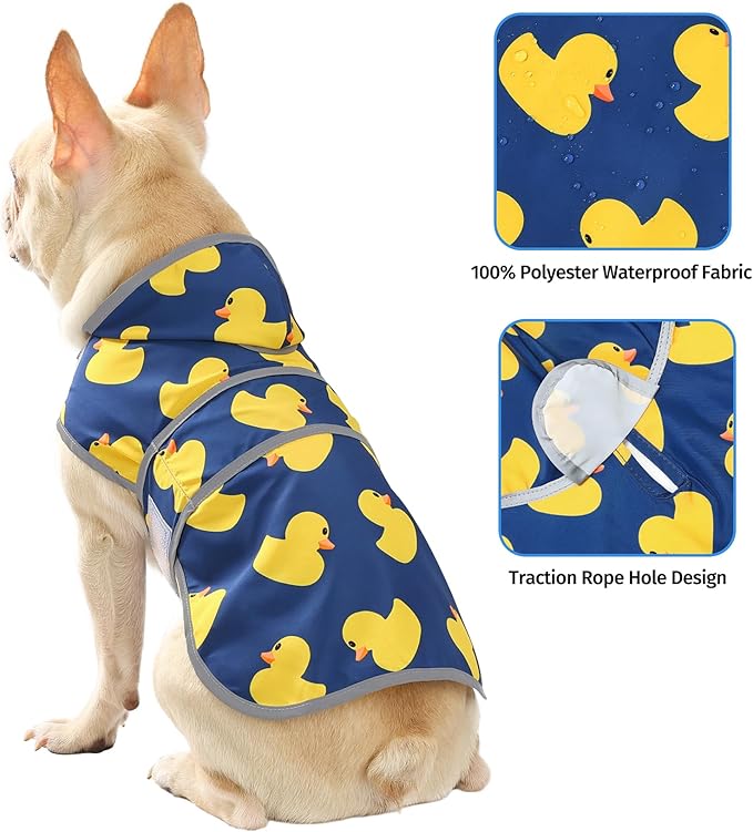 Dog Raincoat Hooded,Waterproof Rain Coat for Dogs with Adjustable Belly Strap,Reflective Strips, Lightweight Slicker Poncho Rain Jacket for Small Medium Large Dogs