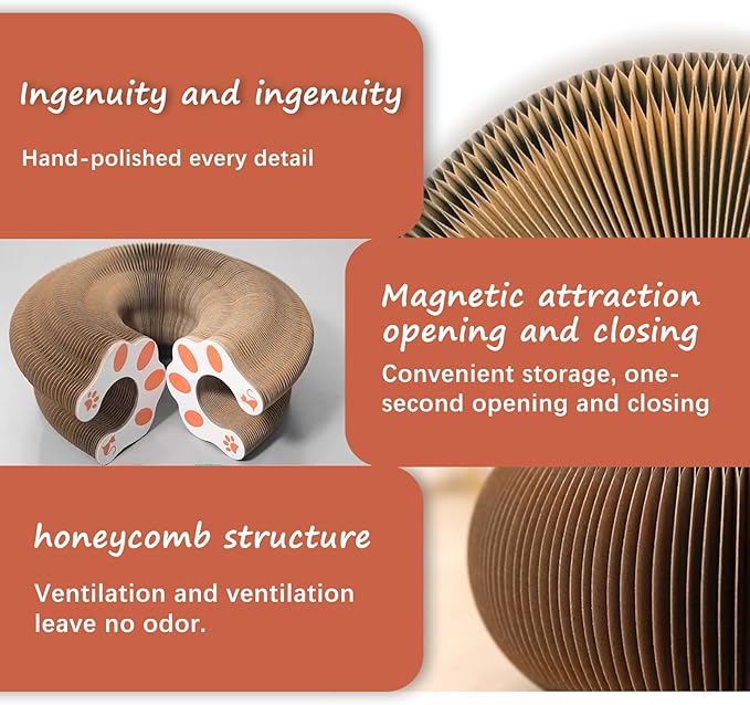 Kitty kurlz Cat Scratching Board, Kitty Curlz Cat Toy, Made of Recyclable Corrugated Cardboard, Scratch-Resistant and Abrasion-Resistant, Foldable