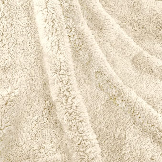 PetAmi Fluffy Waterproof Dog Blanket for Bed Large Dogs, Soft Warm Pet Sherpa Throw Pee Proof Couch Cover, Reversible Cat Blanket Sofa Crate Kennel Protector, Washable Mat (Beige Cream, 60x80)